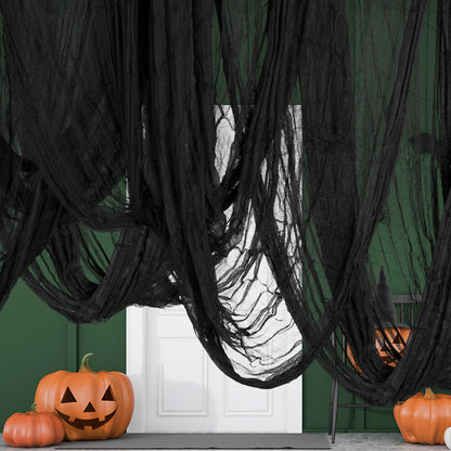 🕸️💡 Haunted Hallway Makeover Set – Gauze, Glow & Bat Decor for Spooky Halloween Scenes