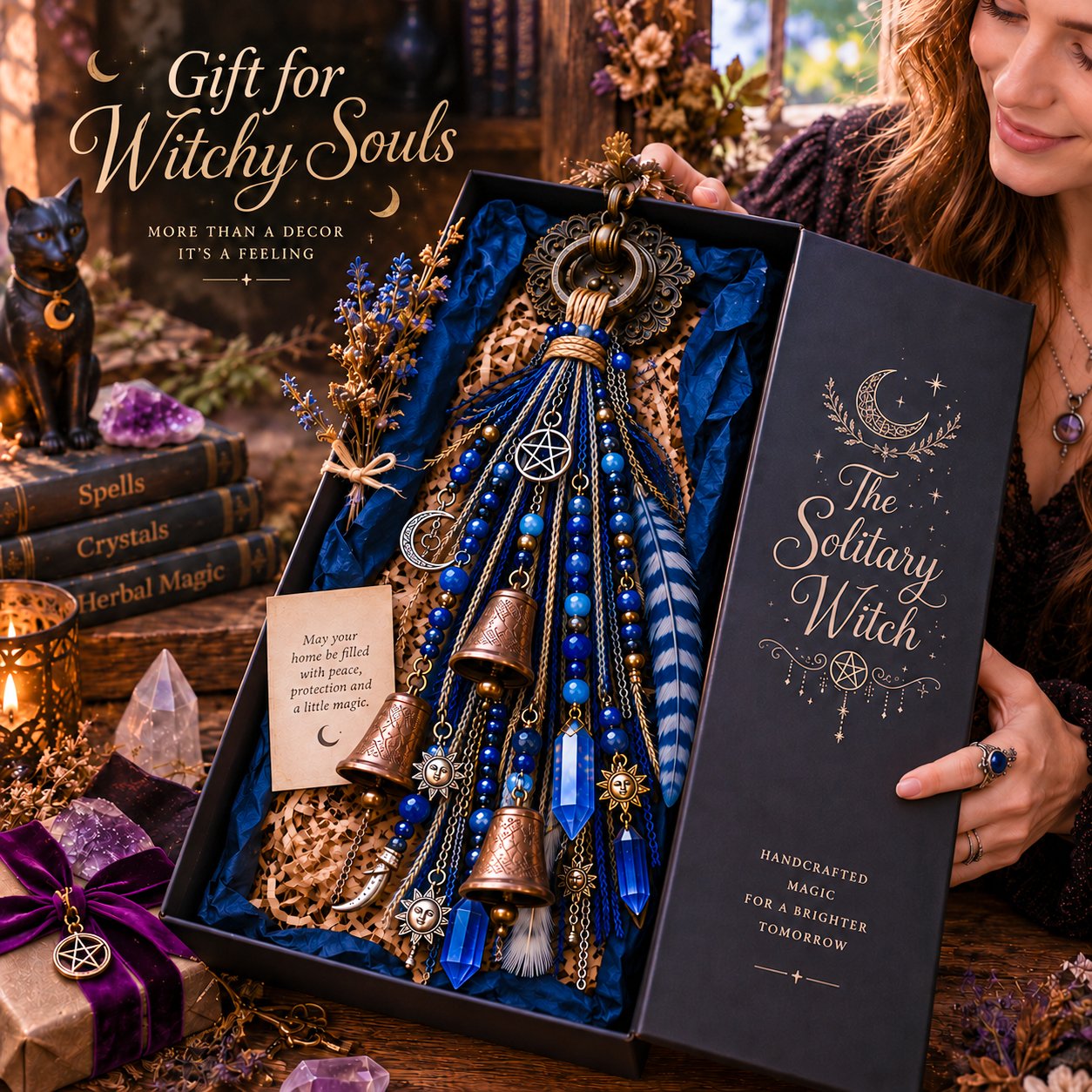 🔮Witchy Door Charm | Bells, Crystals & Celestial Hanging Decor