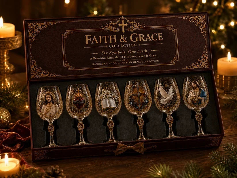 🎅 2026 Christmas Gift 50% Off--✝️Faith & Grace 3D Christian Wine Glass Set – Meaningful Faith Gift🎁
