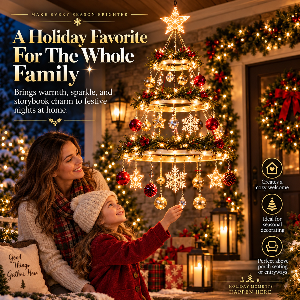 ✨ Holiday Hanging Light – Illuminated Christmas Garden & Porch Décor