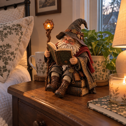 🧙‍♂️ Wise Scholar Gnome, Magical Reading Wizard Figurine