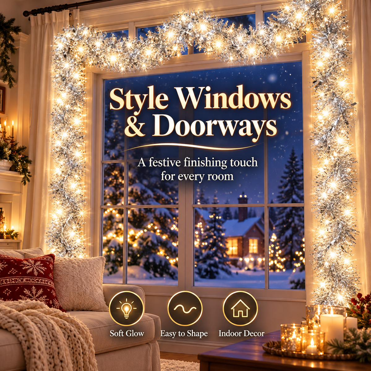 🎅 LED Christmas Tinsel Strand – Bright, Flexible & Festive