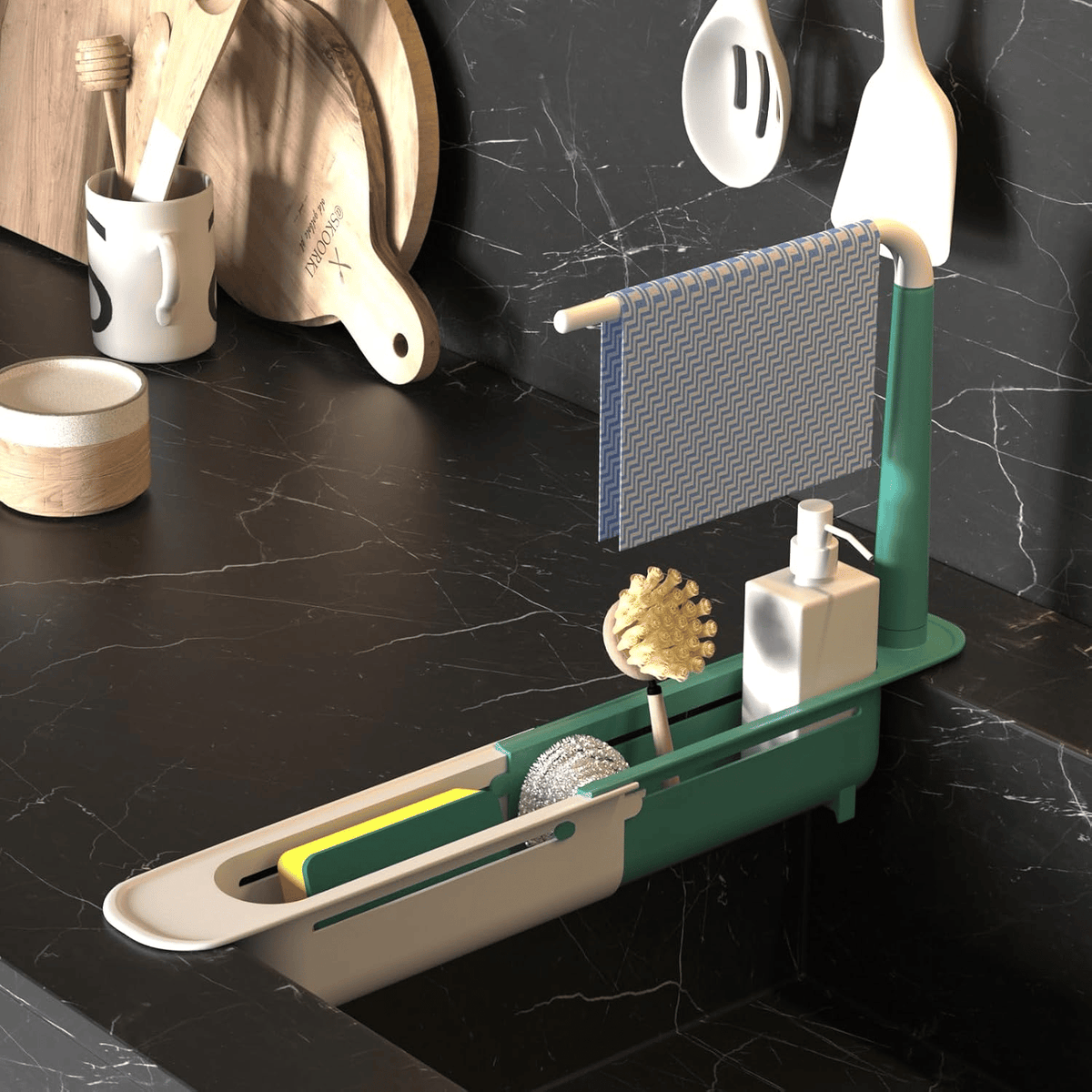 🔥 50% OFF Today! Telescopic Sink Storage Rack — Organize Your Sink in Seconds ✨