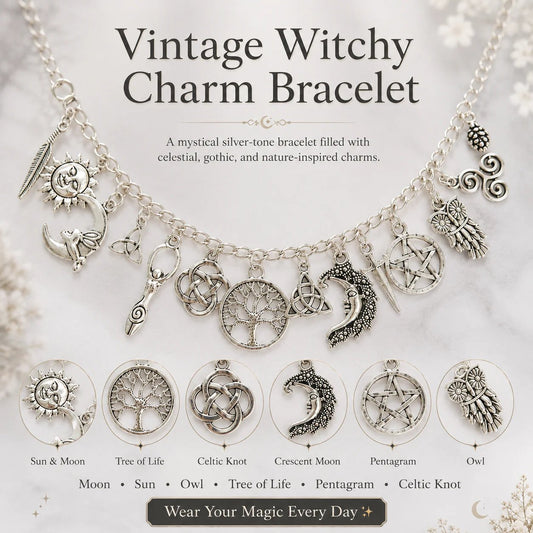 Vintage Witchy Charm Bracelet | Celestial Gothic Boho Jewelry for Women