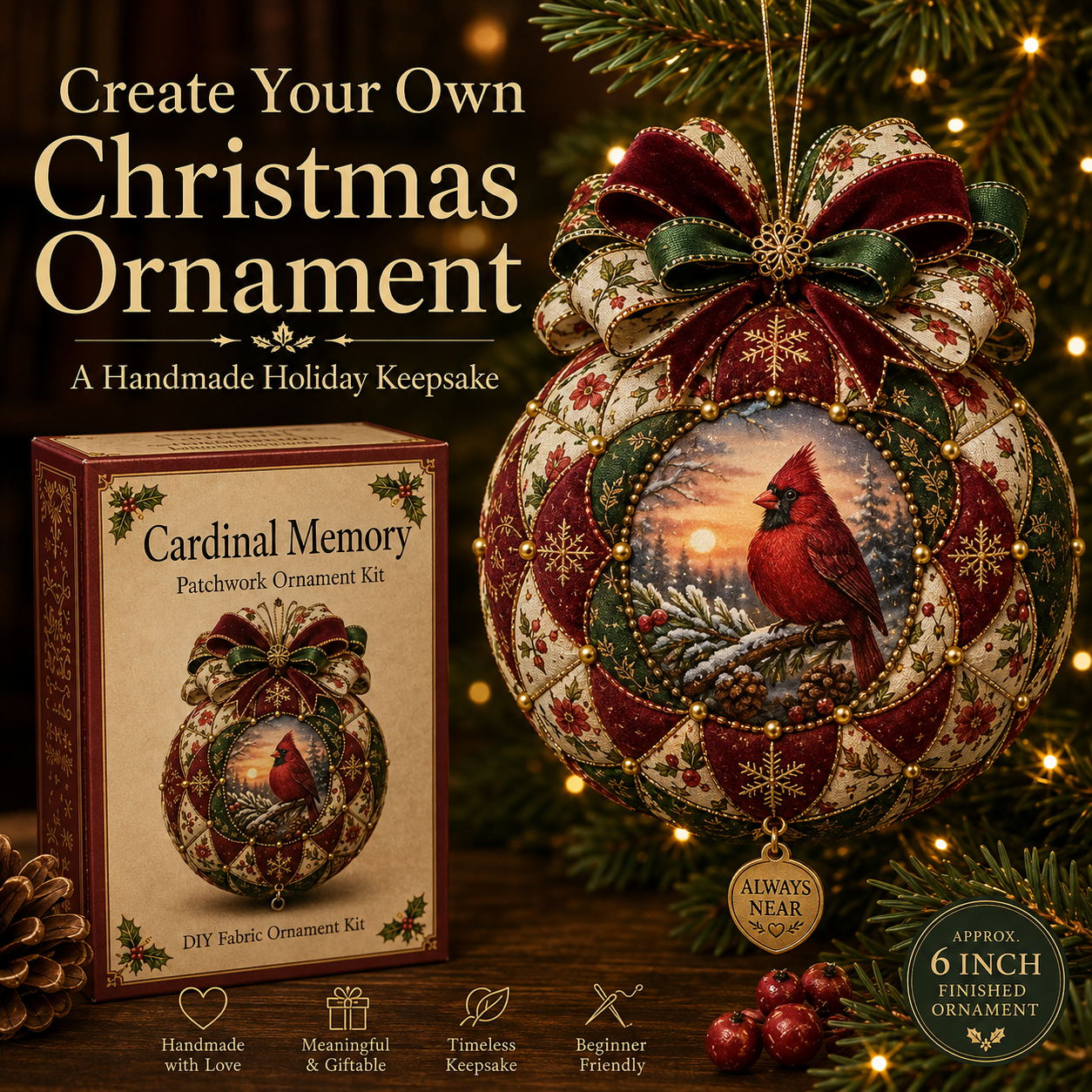 🎄 Cardinal Memory Patchwork Keepsake Collection