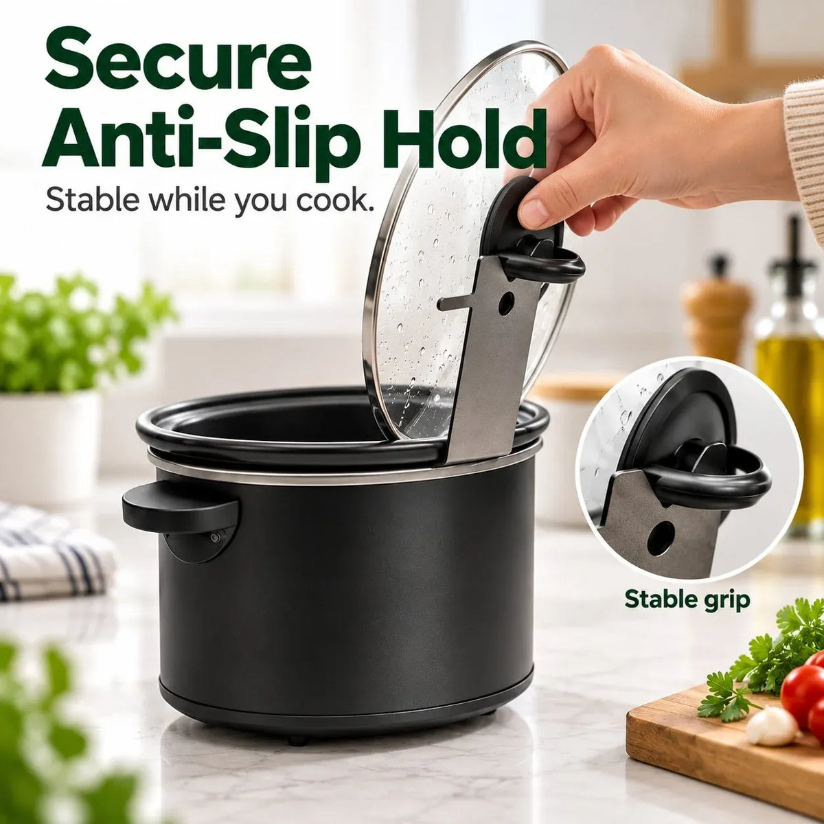 Multifunctional Pot Lid & Utensil Stand | Upright Lid Holder with Anti-Slip Base for Cleaner, Less-Cluttered Cooking