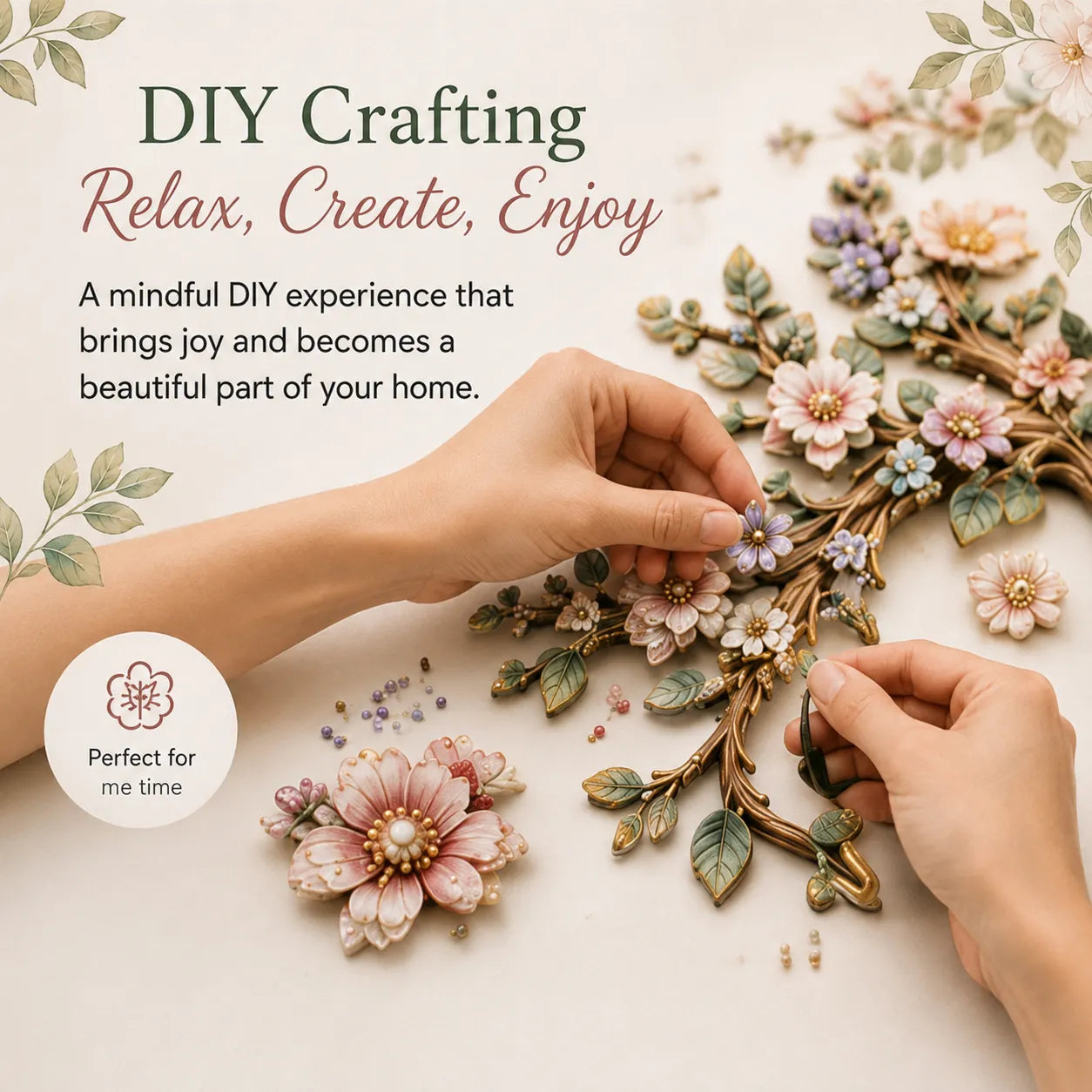 🌿 DIY Hummingbird Tree Wall Organizer Kit | 5‑Hook Wooden Wall Hanger, Botanical Art Decor for Entryway Home Craft Gift