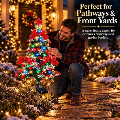 Solar Cedar Christmas Tree Lights| Festive Outdoor Holiday Decor