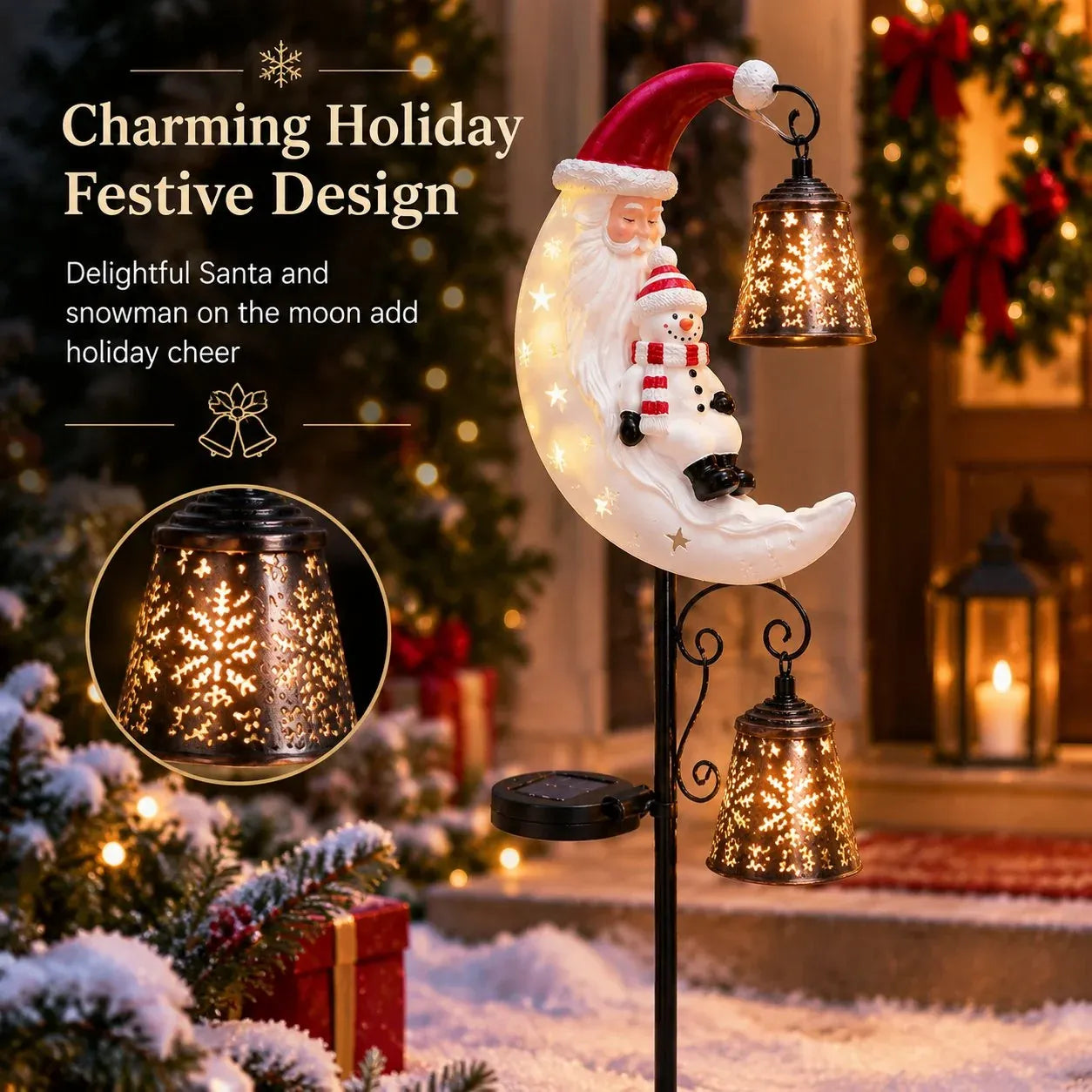 🎅🌙 Christmas Moon Solar Garden Stake Light