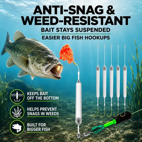 🎣🐟 Ready-to-Fish Floating Bottom Rig Set – 5 Anti-Snag Hook Leaders for Easier Fishing