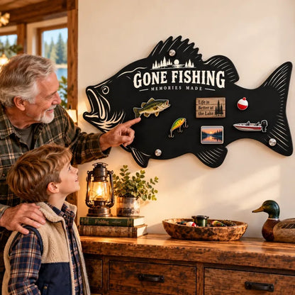 Bass-Shaped Magnetic Fishing Display Board