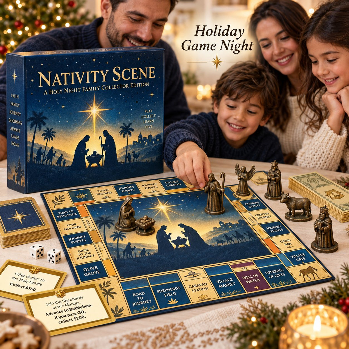 📜 Biblical Themed Monopoly Game | Detailed Nativity Characters, Perfect for Church Events & Family Holiday Memories