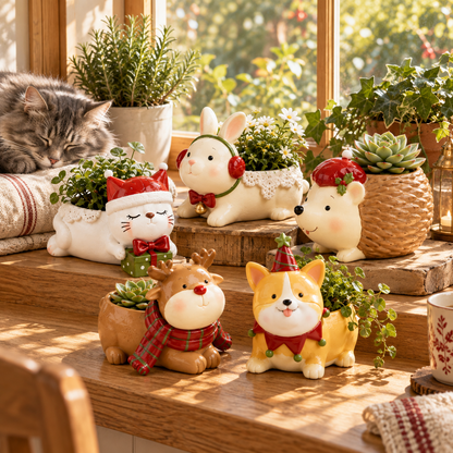 🌿Whimsical Christmas Animal Succulent Planters 🎁