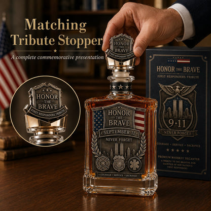 Honor the Brave Relief Decanter & Emblem – Hero Commemorative Ornament for Home Bar Display