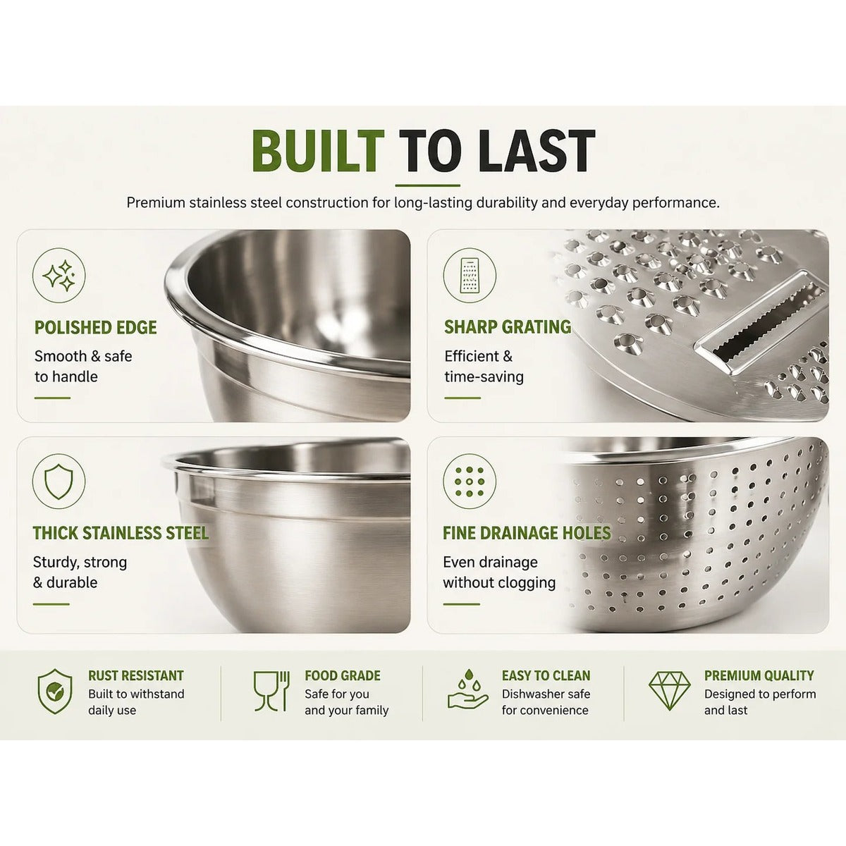 3-in-1 stainless steel grater bowl colander set hero image