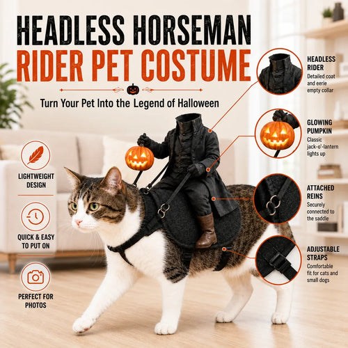 🎃 Funny Headless Horseman Halloween Pet Costume