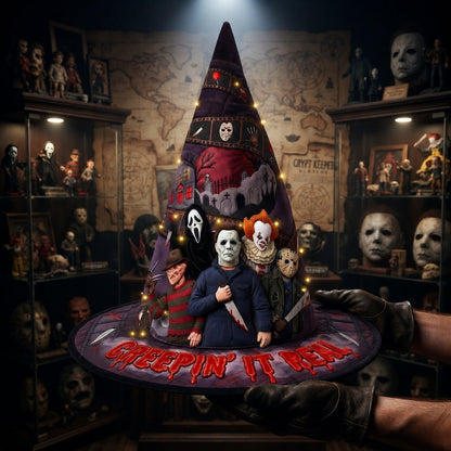 Horror Movie Villains Halloween Witch Hat "Creepin' It Real" Tabletop Decor