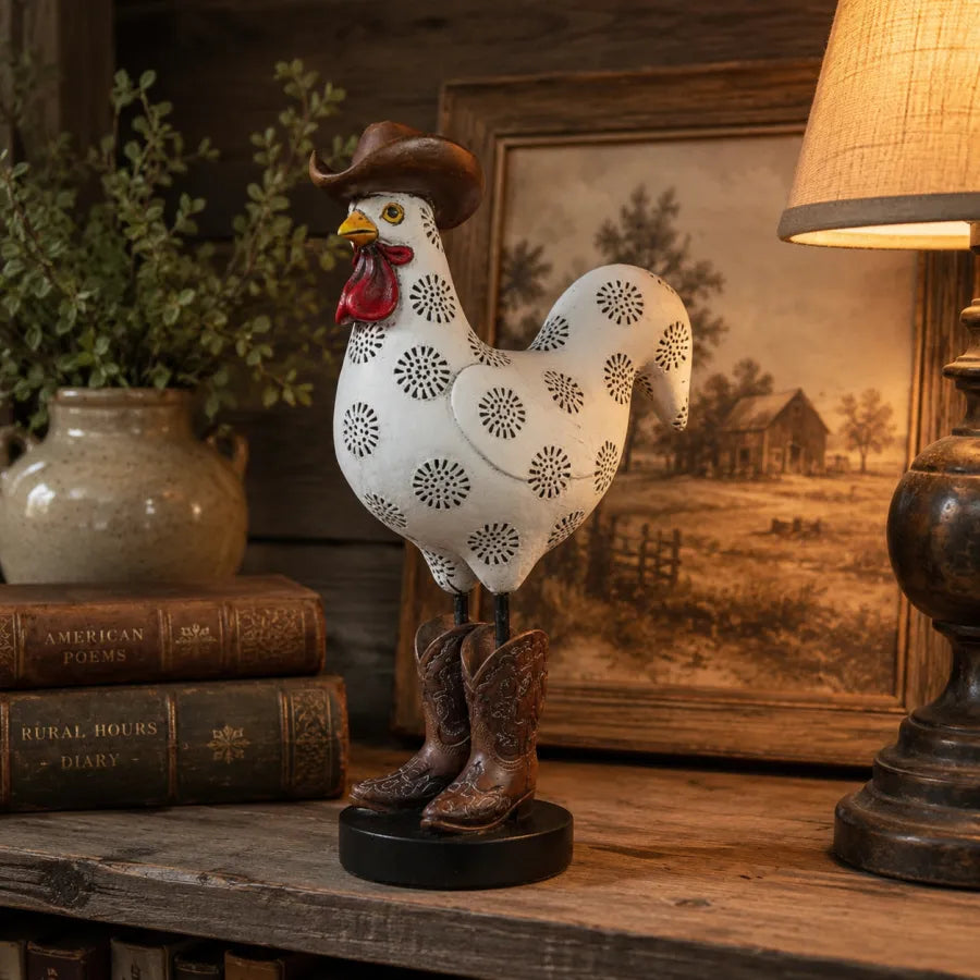 Western rooster figurine unboxing