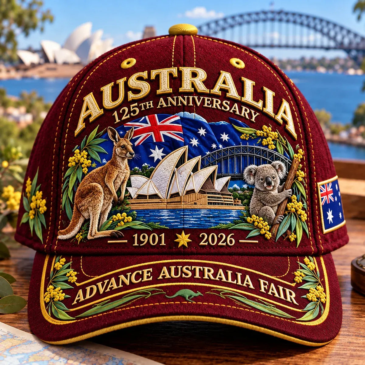 💝LAST DAY 49% OFF - 🦘 Australia 125th Anniversary 1901–2026 – Premium Embroidered Heritage Cap | Cotton-Poly Blend • Detailed Embroidery • Adjustable Fit 🇦🇺