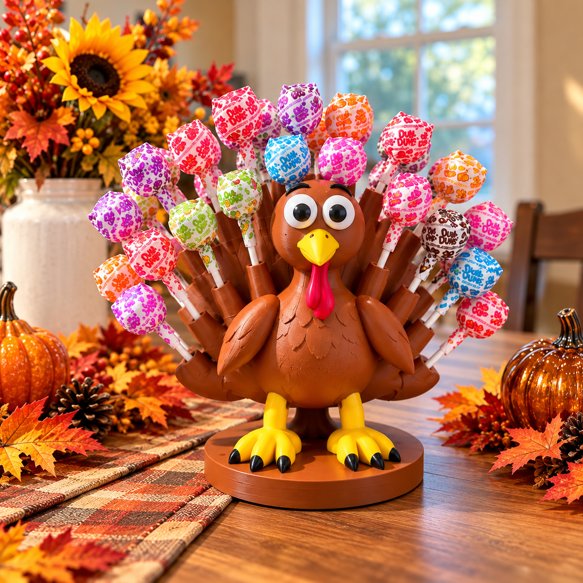 🦃🍭 Adorable Thanksgiving Turkey Lollipop Holder – Festive Candy Display, Holiday Table Decor & Party Favor 🎁