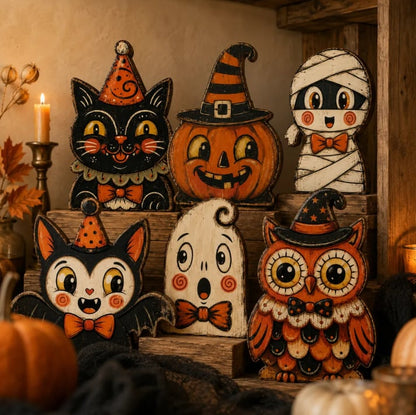 👻🎃 Vintage Wooden Halloween Table Decor