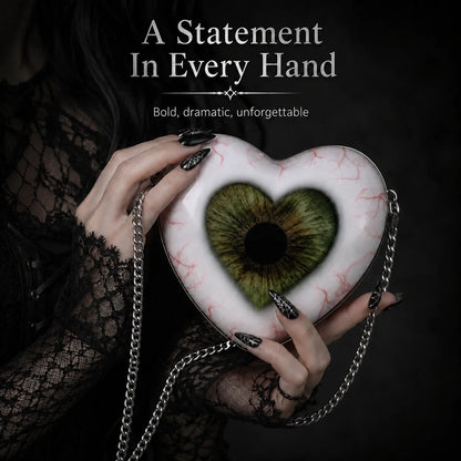 Gothic Heart Eye Crossbody Bag – Chain Statement Purse