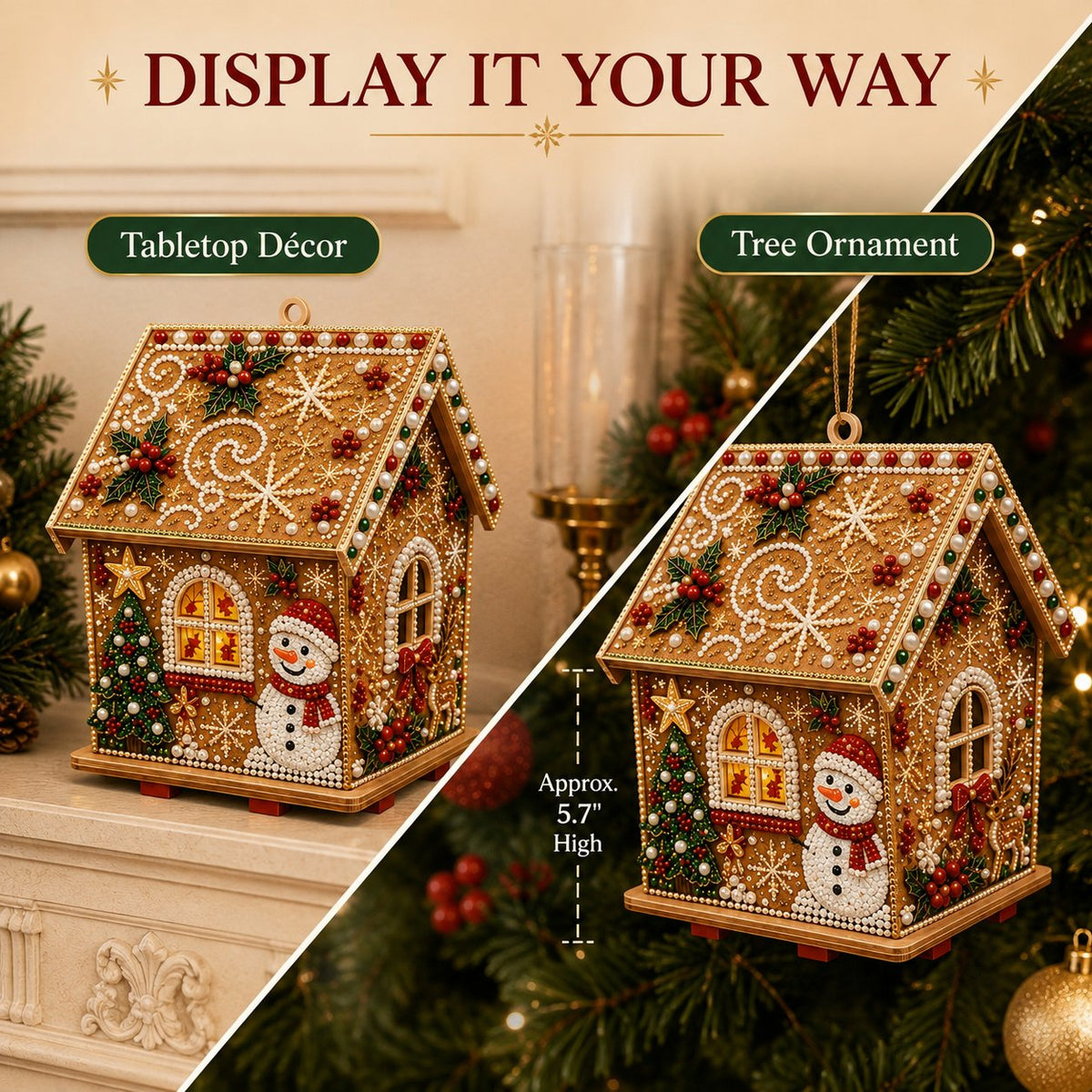 🎄 DIY 3D Jeweled Wooden Christmas Cottage Kit ✈️ Buy 2+ Get Free Shipping