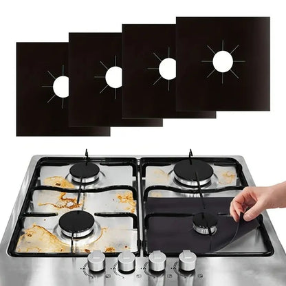 🍳♻️ Reusable Gas Stove Burner Liners – 4PCS Trimmable Non-Stick Stovetop Protectors