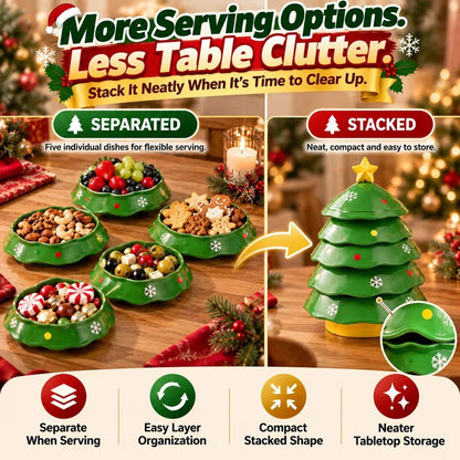 🔥HOT SALE-🎄5-Layer Christmas Tree Serving Tray – Stackable Snack & Dip Bowls, Festive Holiday Table Decor & Christmas Gift 🎁