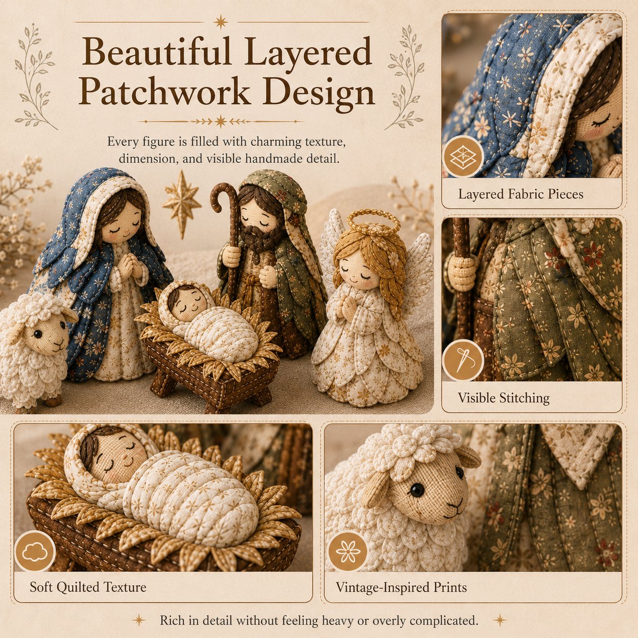 DIY Patchwork Nativity Scene Sewing Kit (Beginner-Friendly)