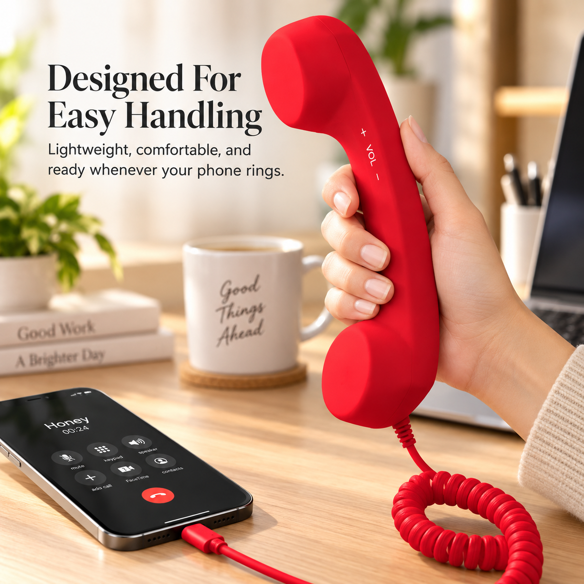 📞Vintage Select Bluetooth Phone Handset - Wireless/Wired and USB Phone Receiver for Comfortable Calls, Bluetooth/Type-c Port📞