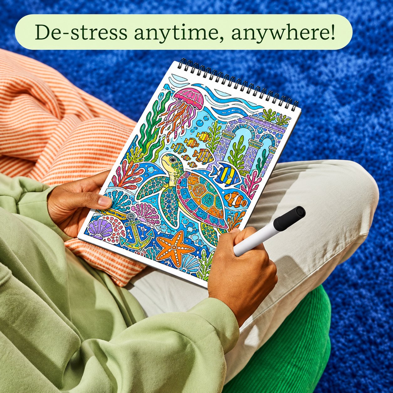 🌿 Trace-By-Groove Guided Flow Art Coloring Pad with Double-Sided Markers 🎨