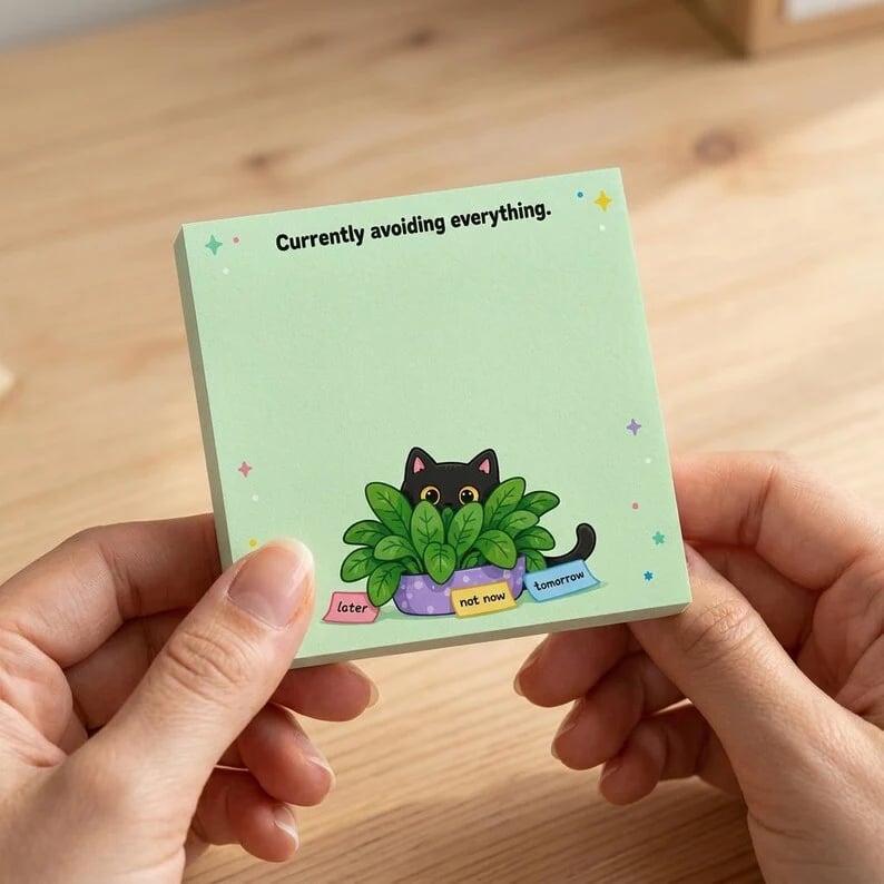🐈‍⬛😂 Moody Cat Desk Notes – 4 Hilarious Designs for Work, School & Everyday Chaos