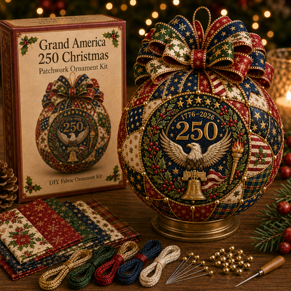 🇺🇸❤️Beginner-Friendly🎄 USA 250th Anniversary Christmas Patchwork Ornament DIY Kit