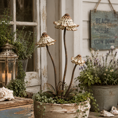 🎄Vintage Distressed Metal Flower Garden Stake