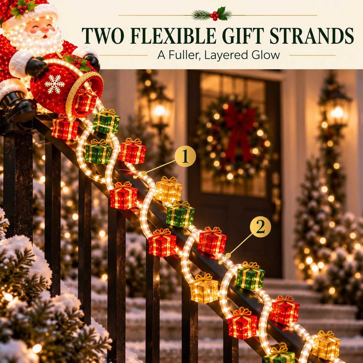 🔥Buy 2 Get 20% OFF🔥🎅 Santa Magic Gift Cascade Railing Light