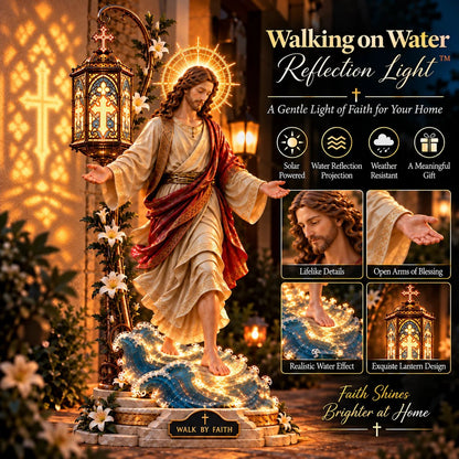 ✨✝️✨ Walk by Faith Jesus Reflection Light – Walking on Water Christian Decor