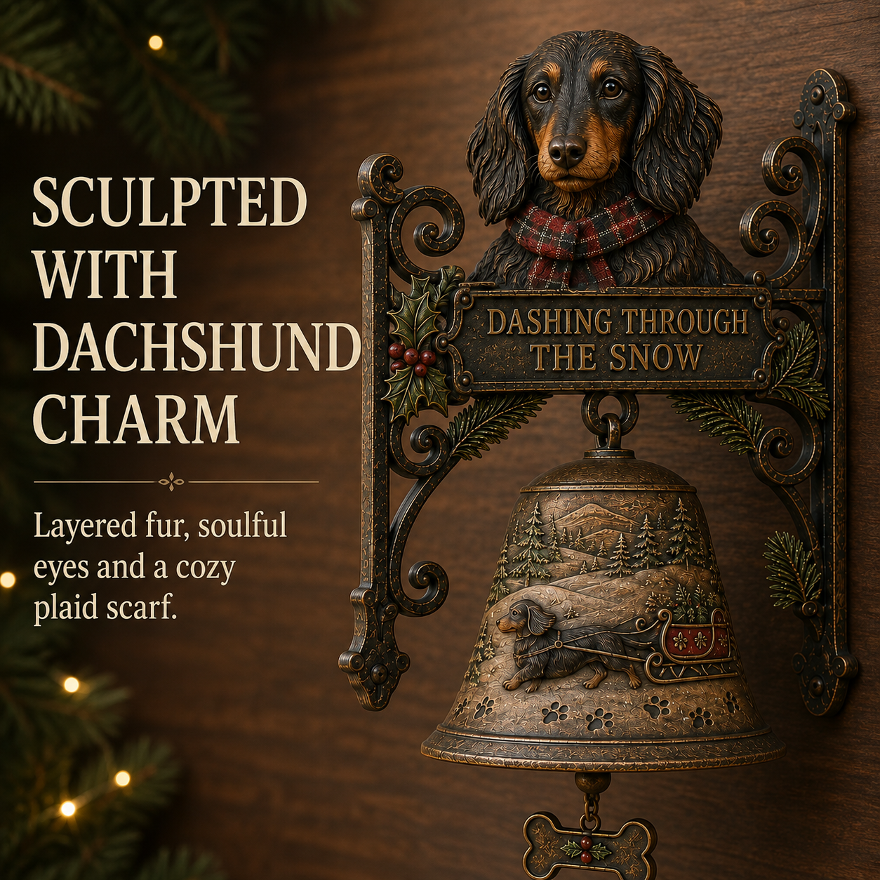 🐕 Dashing Through the Snow – Dachshund Christmas Sleigh Bell 🎄