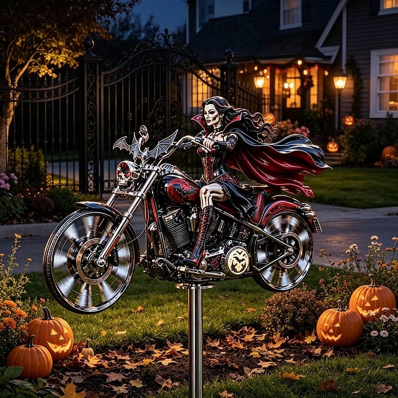 🔥HALLOWEEN MOTORCYCLE-THEMED GARDEN WINDMILL