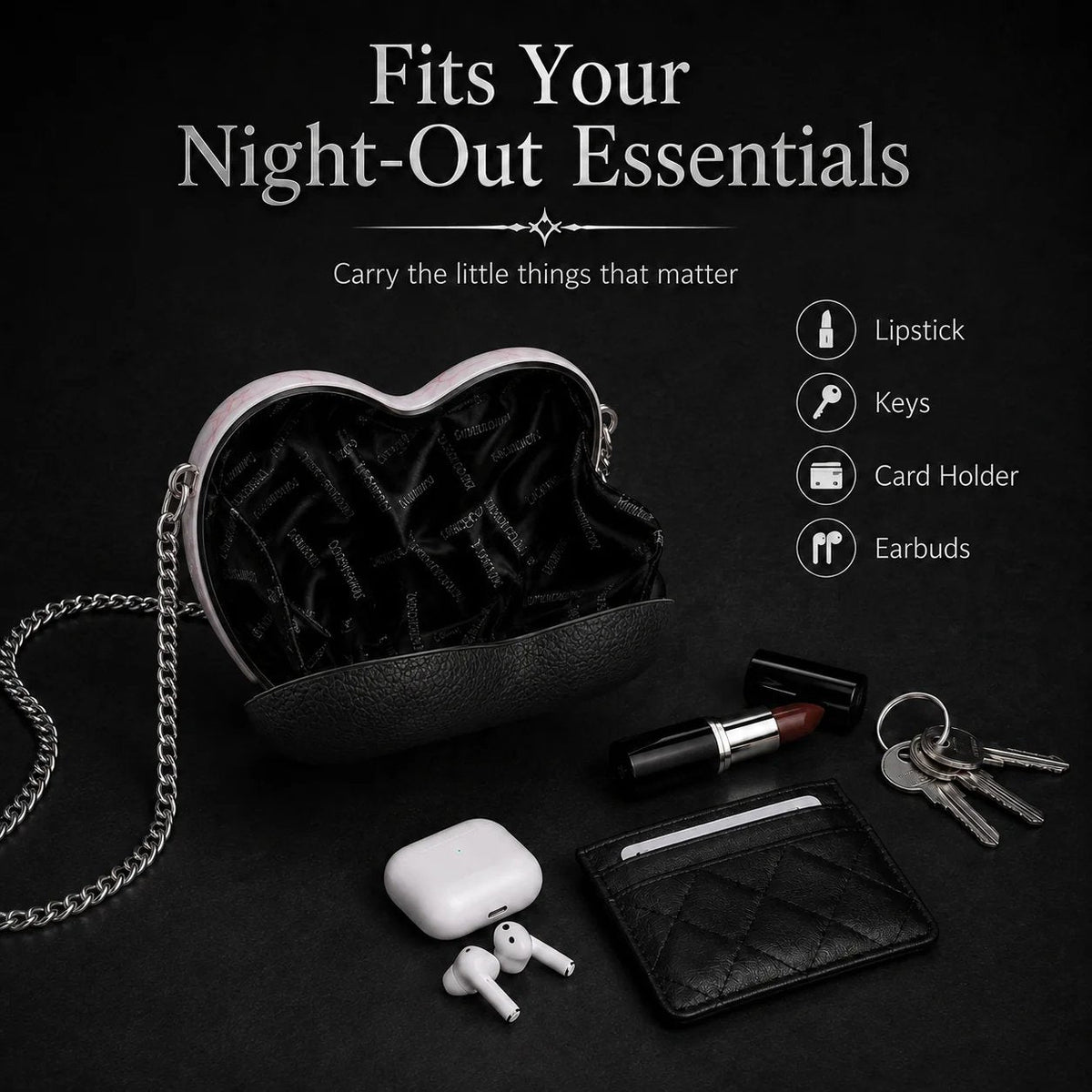 Gothic Heart Eye Crossbody Bag – Chain Statement Purse