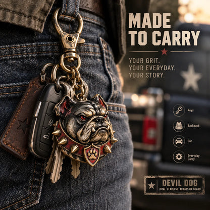🐶🔥 Rugged Bulldog Guardian Keychain – 3D Metal Dog Keepsake for Keys & Gear