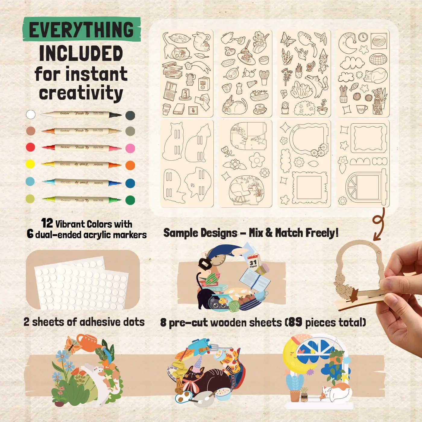 🎨Wood Painting Art Craft Kit - ✨Complete Handcraft Set with Crafting Tools