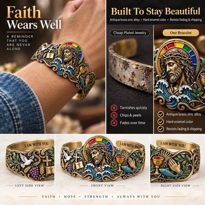 ✝️🙏 Walk by Faith Scripture Cuff – Vintage-Inspired Christian Bracelet with a Meaningful Message
