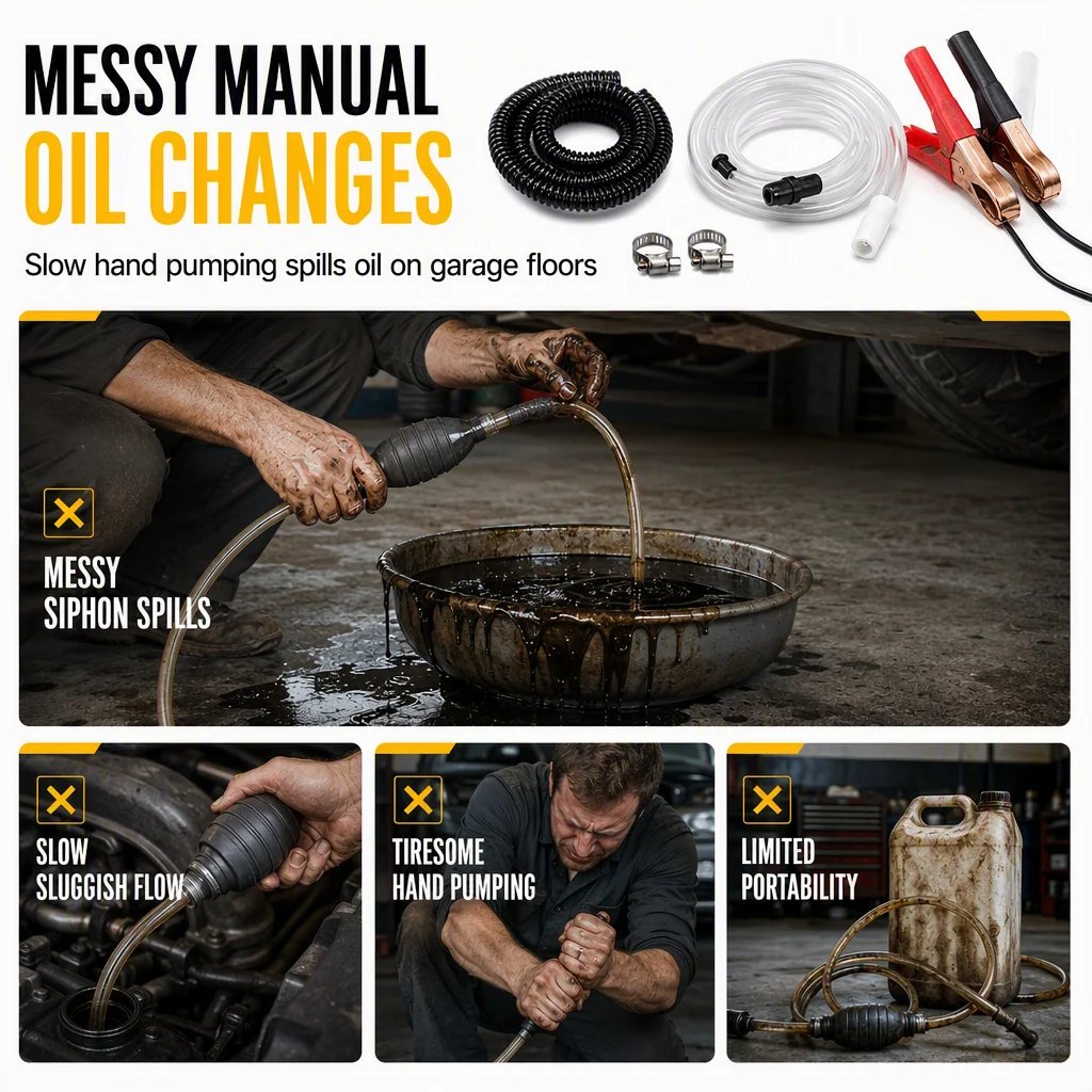 🔧 12V/24V Electric Oil Transfer Pump – Self-Priming Fluid Extractor ⚡