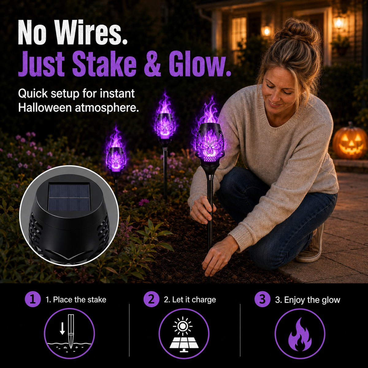 💀Halloween Solar Skull Flame Lights