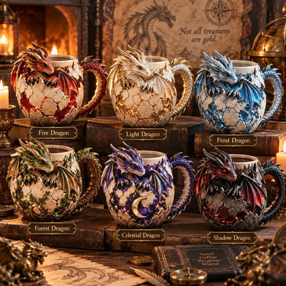 🐉 Dragonbound Realms™ Sculpted Dragon Mug Collection | 6 Fantasy Realm Designs with Raised 3D Dragon Details ☕