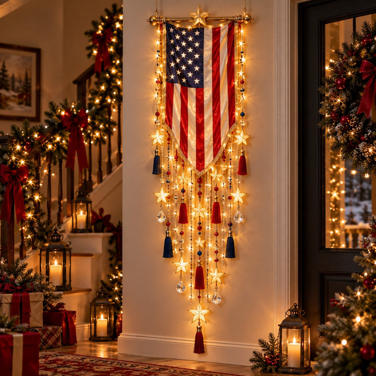 🇺🇸🗽 Liberty 250 Starfall Wall Glow – Patriotic Anniversary Lighted Keepsake