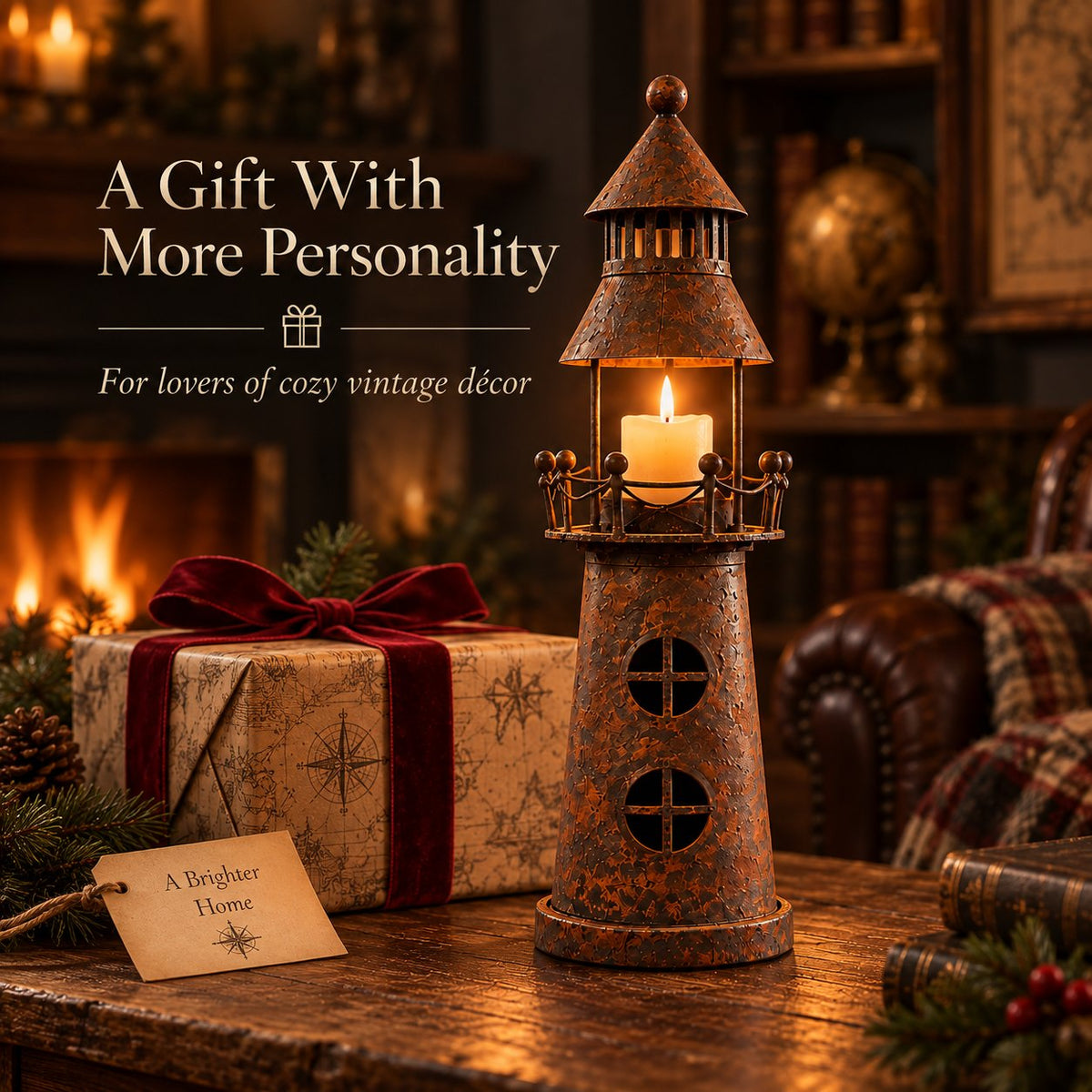 🕯️ Vintage Lighthouse Candle Lantern-Bring the Warm Glow of an Old Lighthouse Home🎁