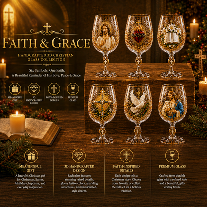 🎅 2026 Christmas Gift 50% Off ✝️Faith & Grace 3D Christian Wine Glass Set – Meaningful Faith Gift🎁
