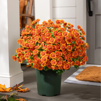 🌼Artificial Outdoor Sunset Mums Flowers - UV resistant, Waterproof, Windproof